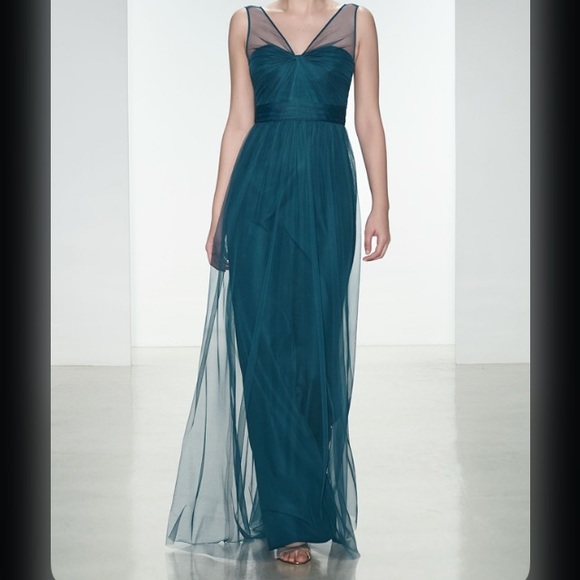 NAVY BLUE Amsale bridesmaid prom tulle dress sz 4 - Picture 1 of 7